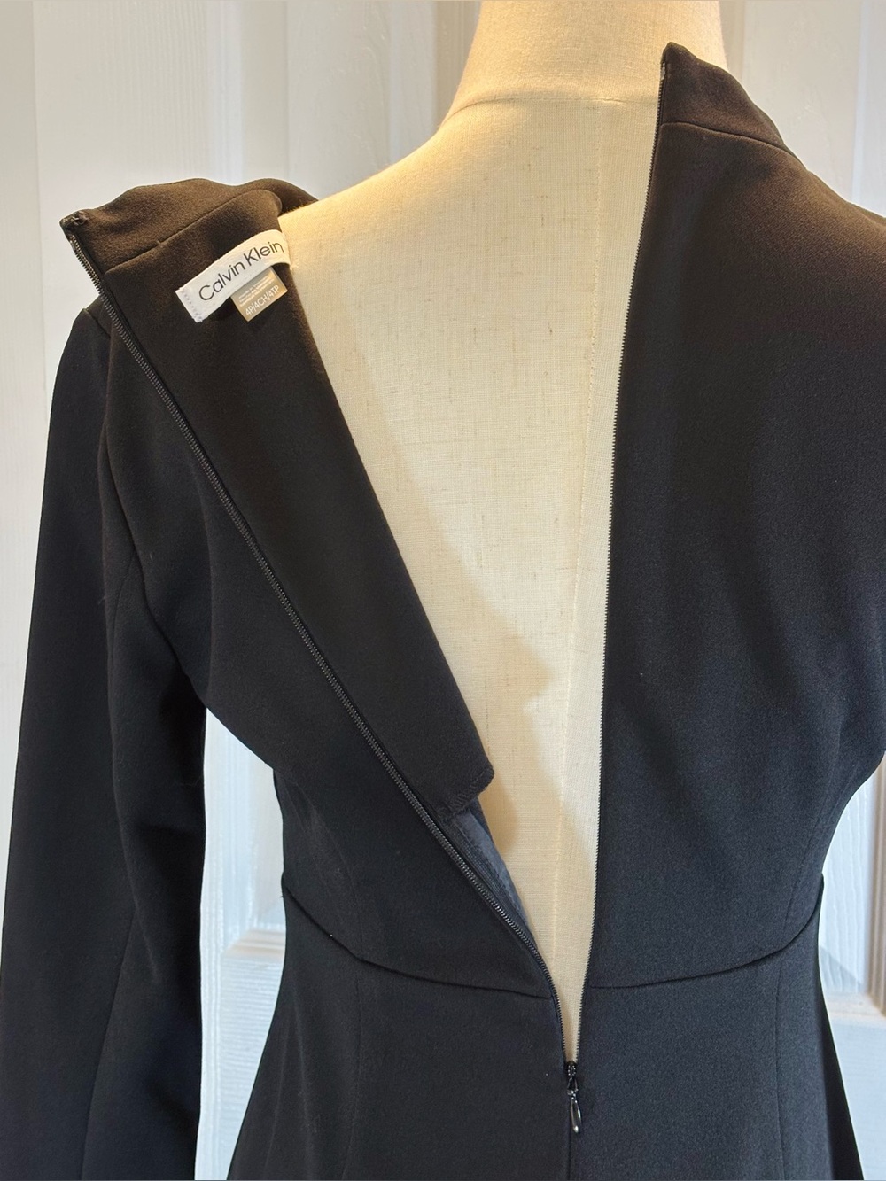 Calvin Klein Black Knee Length Sheath Dress with Mandarin Collar Size 4 PETITE - Picture 6 of 11